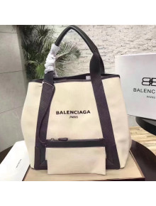 Balenciaga Denim Navy Cabas Medium Bag White/Gray 2017