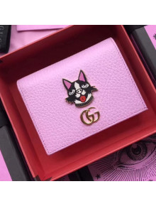 Gucci Leather Card Sase with Bosco 499325 Pink 2018