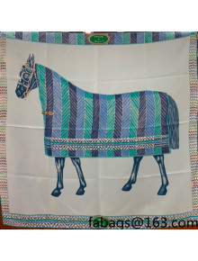 Hermes War Horse Silk Square Scarf 90x90cm Blue 2021