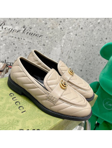Gucci Leather Loafers with Double G Beige 2021 670399