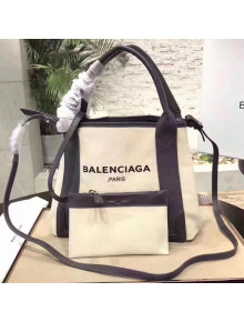 Balenciaga Denim Navy Cabas Mini Bag White/Gray 2017