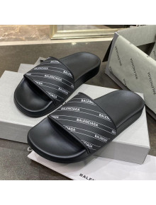 Balenciaga Flat Slide Sandals Black 04 2021 (For Women and Men)