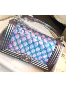 Chanel PVC/Iridescent Patent Medium Boy Flap Bag Purple 2018