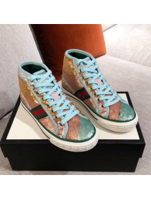 Gucci Tennis 1977 Sequins High-Top Sneakers Green 2021