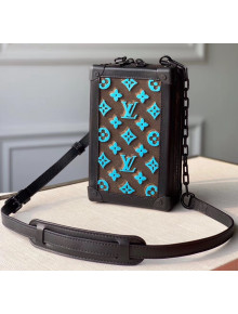 Louis Vuitton Vertical Soft Trunk Clutch M45044 in Embroidered Monogram Tuffetage Blue Coated Canvas 2020