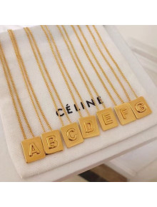 Celine Alphabet 26 Letters Necklace Gold 2019