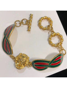 Gucci Metal Bracelet with Enamel details and Lion 572976 2019