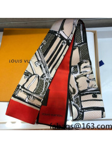 Louis Vuitton Trunks Silk Bandeau Scarf 7x120cm Red 2021