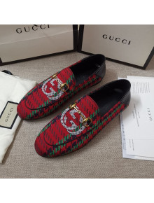 Gucci Houndstooth and Stripe Loafers Red/Green 2021