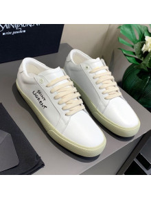Saint Laurent White Embroidered Calfskin Sneakers 2021 08