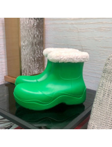 Bottega Veneta The Puddle Rubber Wool Short Boots Green 2021