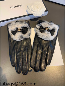 Chanel Lambskin and Cashmere Bow Gloves Black 2021 102911