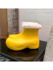 Bottega Veneta The Puddle Rubber Wool Short Boots Yellow 2021