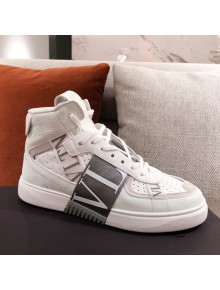 Valentino VL7N Calfskin High-Top Sneaker with Print Bands White/Grey 02 2021