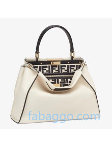 Fendi Peekaboo Iconic Medium Bag in White Leather and FF Embroidery 2020