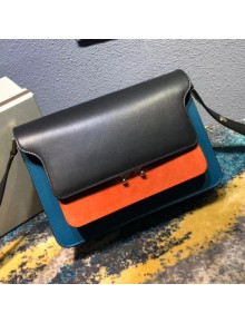 Marni Trunk Bag In Suede Leather/Smooth Calfskin Black/Orange/Blue 2018