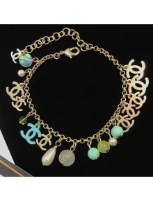 Chanel CC Pearls Pendant Bracelet AB0982 Green 2019