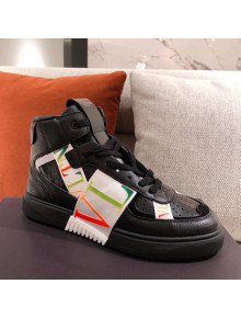 Valentino VL7N Calfskin High-Top Sneaker with Print Bands Black/Multicolor 04 2021