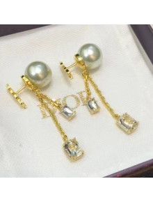 Dior Tribales Crystal Pearl Earrings Gold/White 2021