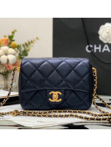 Chanel Iridescent Grained Calfskin Mini Flap Bag AS2855 Black 2021