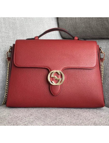 Gucci GG Leather Large Top Handle Bag 510306 Red 2018