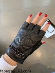 Chanel Lambskin Chain Gloves Black 2021 102914