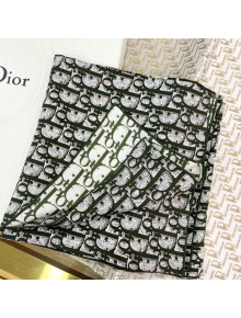 Dior Oblique Silk Square Scarf 90x90cm Green 2021 07