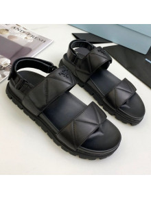Prada Padded Nappa Leather Slingback Sandals Black 2021