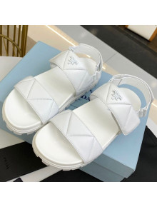 Prada Padded Nappa Leather Slingback Sandals White 2021