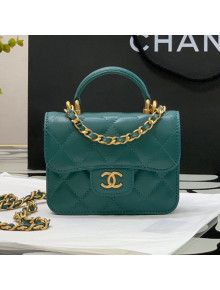 Chanel Lambskin Flap Coin Purse with Chain AP2200 Green 2021