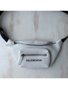 Balenciaga Logo Leather Mini Belt Bag White 2019