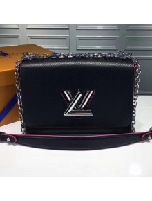 Louis Vuitton Epi Leather Twist MM Bag Black/Rouge (Silver Hardware)