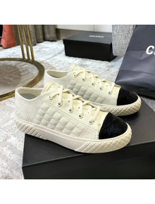 Chanel Quilted Calfskin Sneakers White 2021
