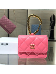 Chanel Lambskin Card Holder with Jewel Hook AP2397 Light Pink 2021