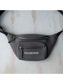 Balenciaga Logo Leather Mini Belt Bag Grey 2019