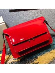 Marni Trunk Bag In Patent Calfskin Red 2018