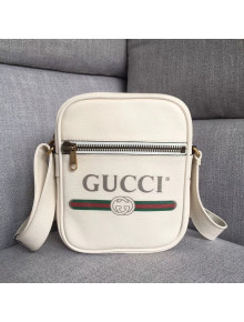 Gucci Leather Print Messenger Bag ‎523591 White 2018