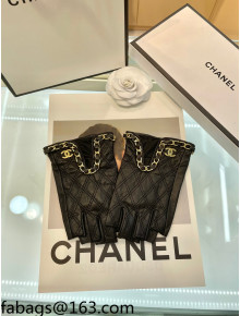 Chanel Lambskin Chain Gloves Black/Gold 2021 102921