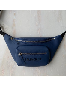 Balenciaga Logo Leather Mini Belt Bag Dark Blue 2019
