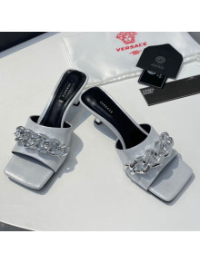 Versace Calfskin Chain Slide Sandals 6.5cm Silver 2021
