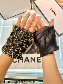 Chanel Lambskin Chain Gloves Black 2021 102923