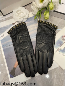 Chanel Lambskin Chain Gloves Black 2021 102925
