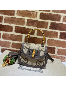 Gucci Jumbo GG Canvas Mini Top Handle Bag with Bamboo 686864 Camel Brown 2022