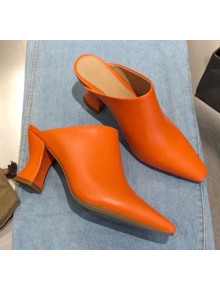 Bottega Veneta Lambskin ALMOND MULES with Curved Heel Orange 2020