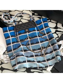 Chanel Printed Fabric Foldable Shopping Bag AP2095 Blue 2021