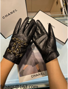 Chanel Lambskin Chain Gloves Black 2021 102928