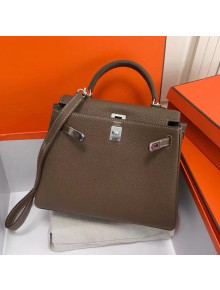 Hermes Kelly 25cm/28cm/32cm Togo Leather Bag Etoupe(Silver Hardware)