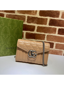 Gucci GG Marmont Geometric Leather Chain Mini Bag 474575 Rose Beige 2022