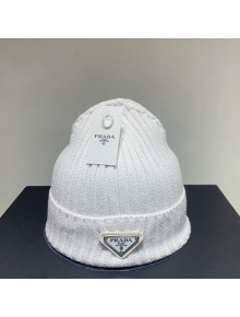 Prada Logo Knit Hat White 2021