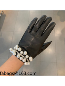 Chanel LambskinPearl Gloves Black 2021 102929